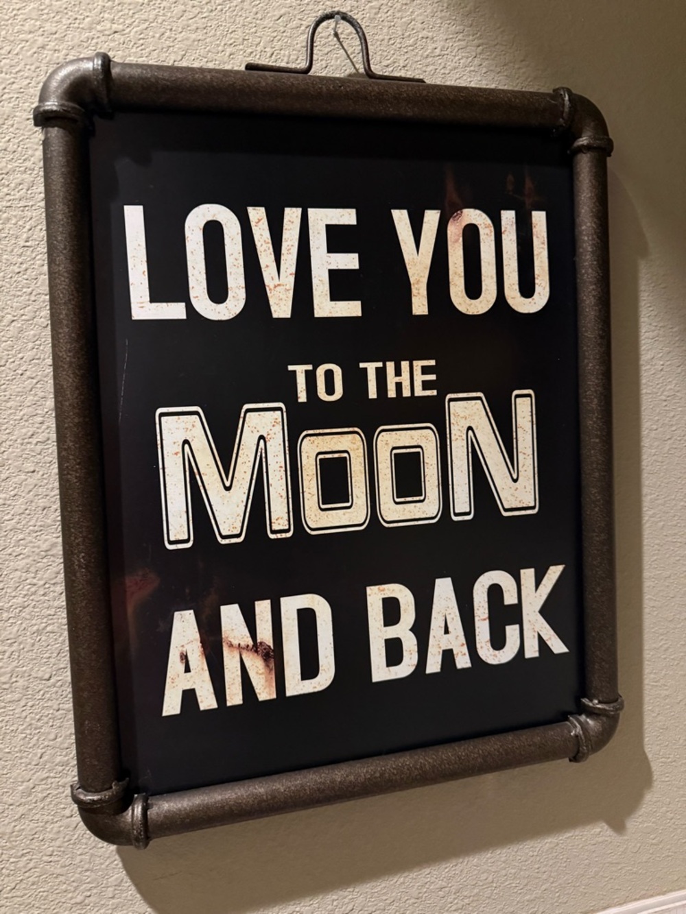 Love You to the Moon and Back Metal Wall Sign - Black/White